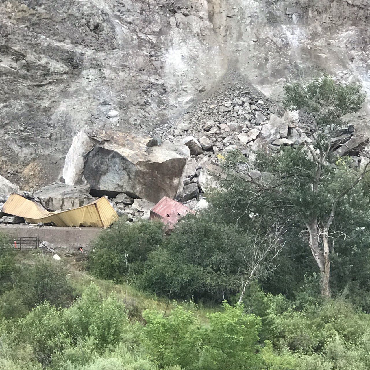 Massive rock falls at Riggins slide site